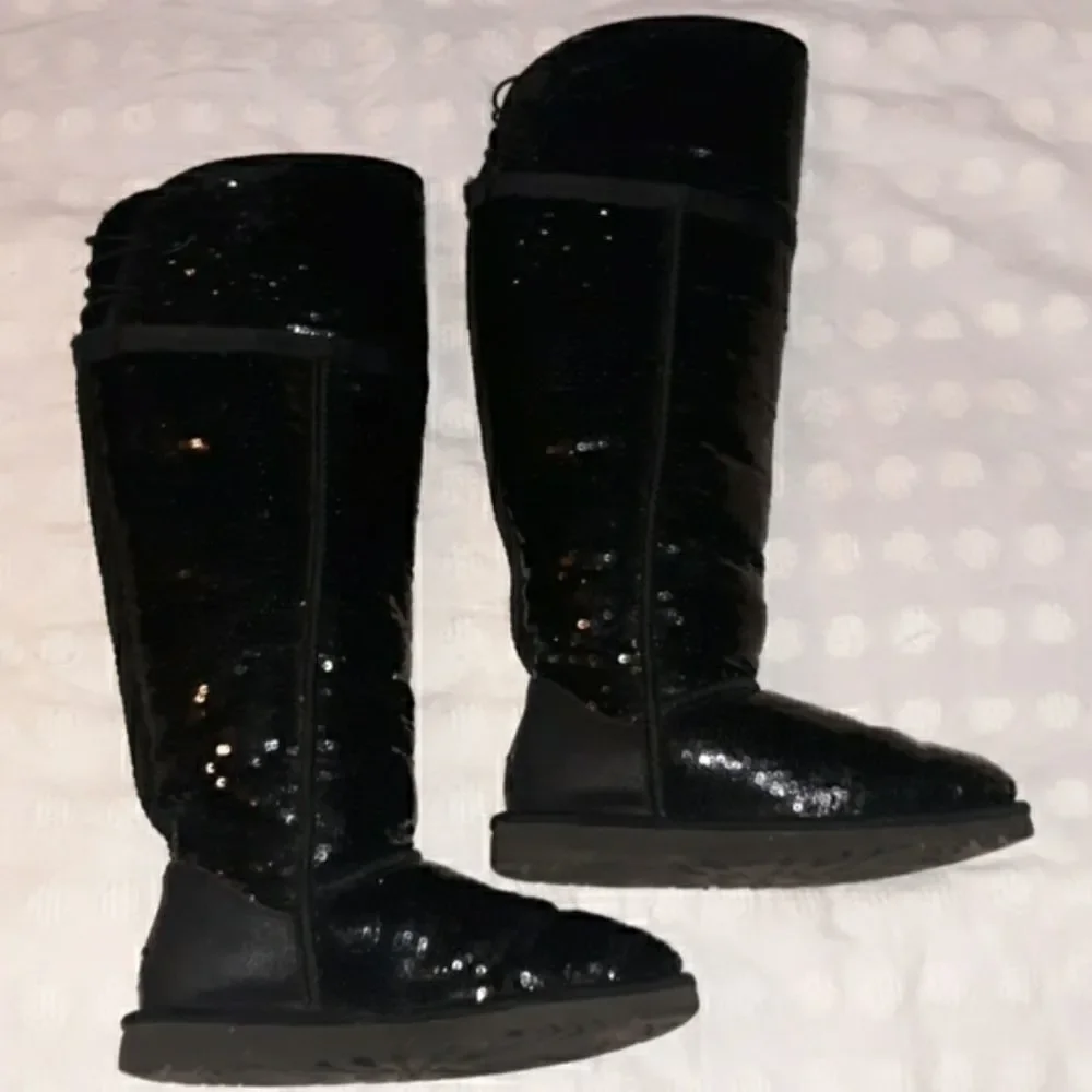 Sequin Ugg Over the Knee Bailey Button Boots 6‎